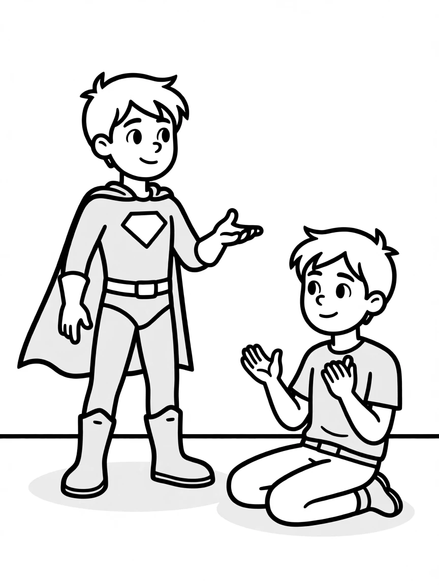 A hero interrogating a captured henchman