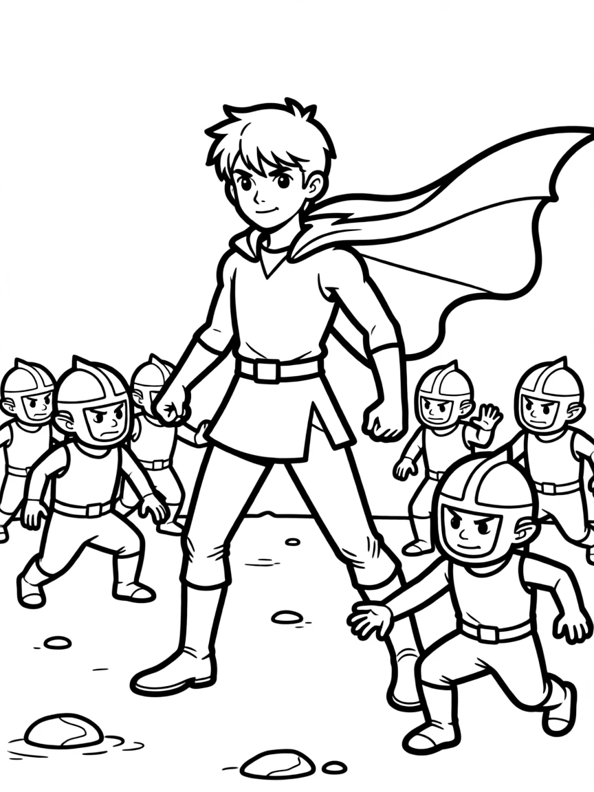 A hero fighting through a group of minions