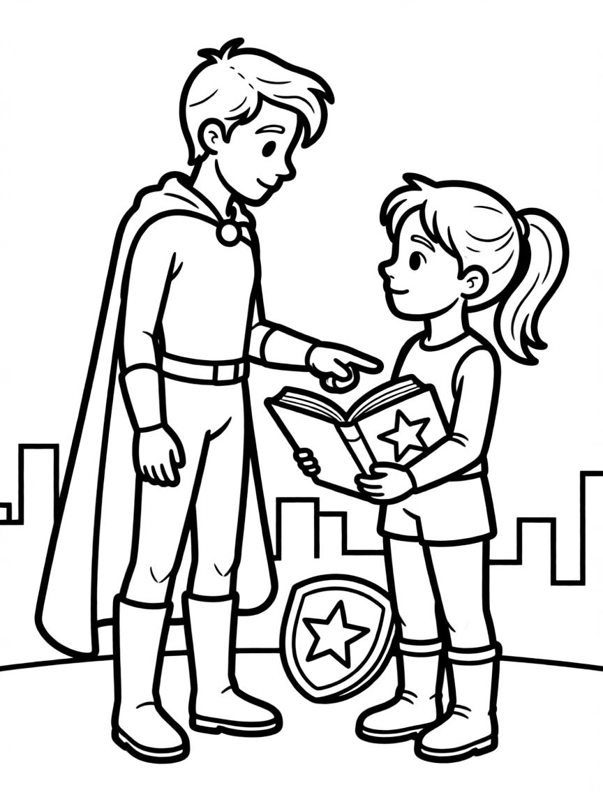 A young sidekick learning from their mentor hero