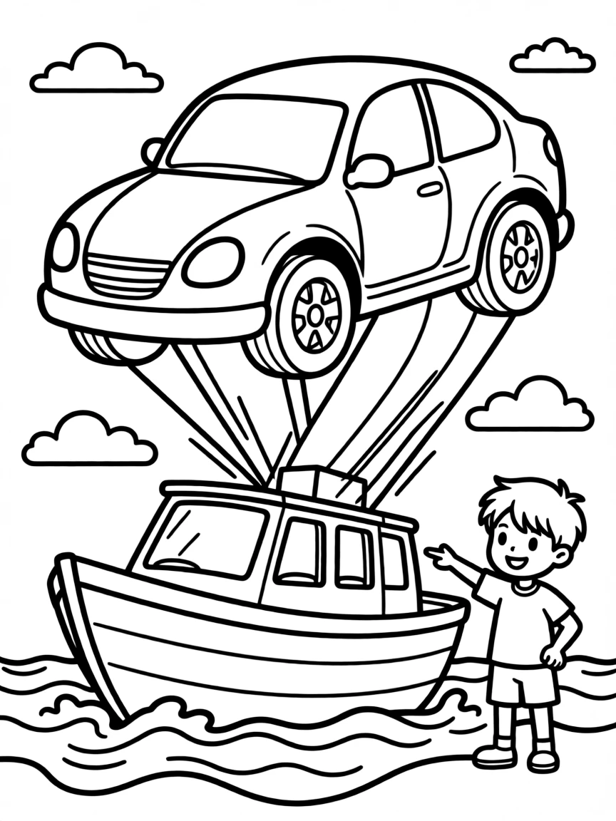 A hero's transforming vehicle changing from car to boat