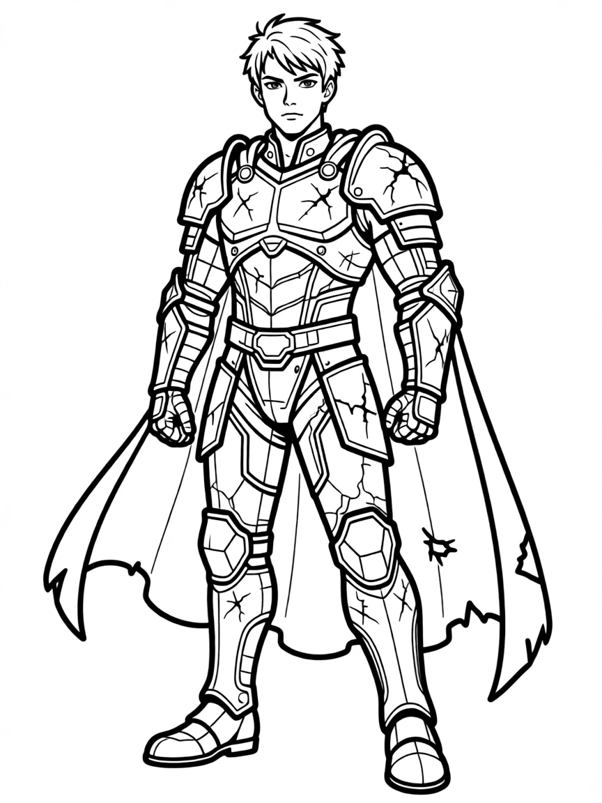 A hero's armored costume with battle damage