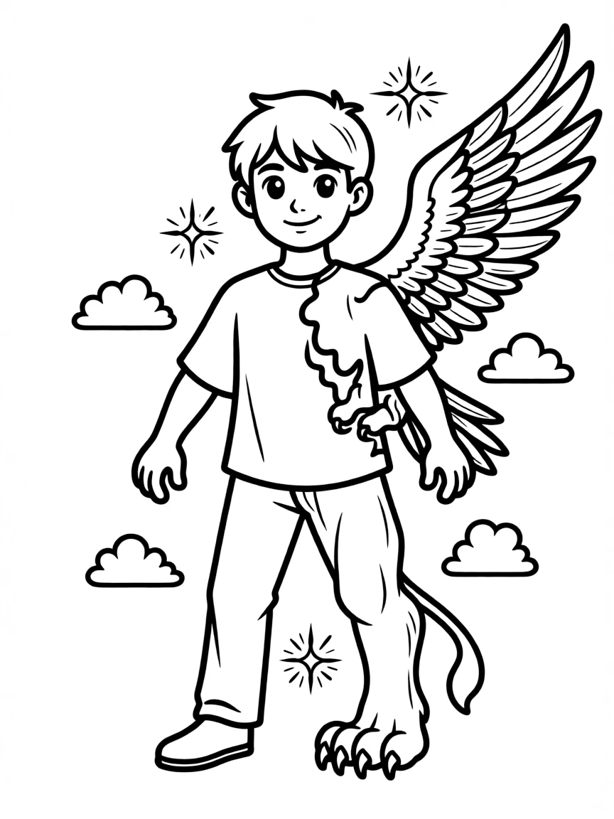 A hero with shapeshifting abilities mid-transformation