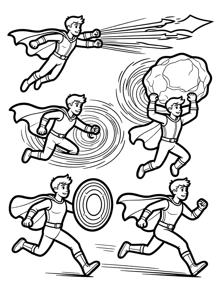 A team of heroes each using their powers simultaneously