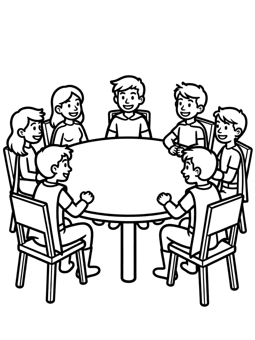 A hero team meeting around a round table