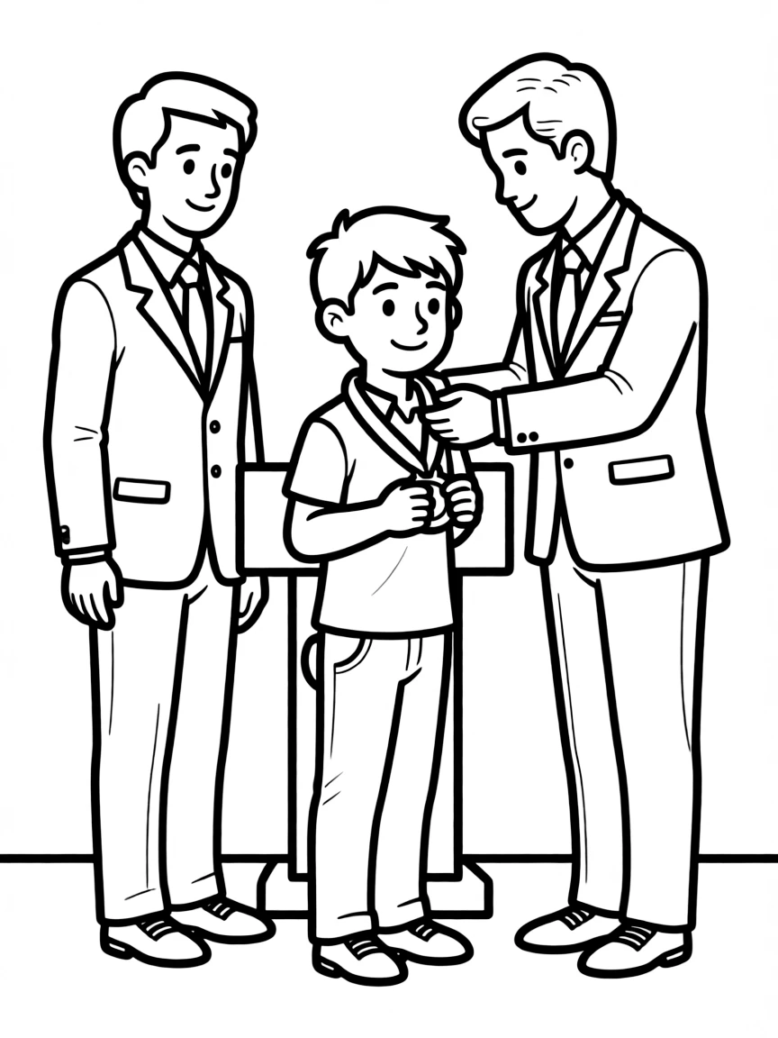A hero receiving a medal from government officials