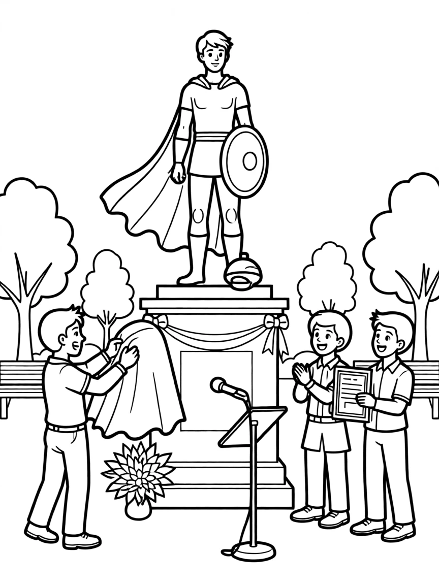 A statue unveiling ceremony honoring a hero