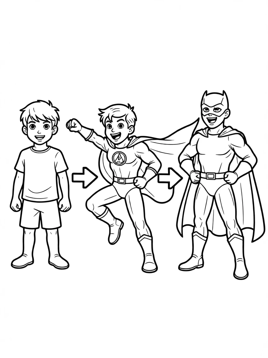 A hero's dramatic transformation sequence