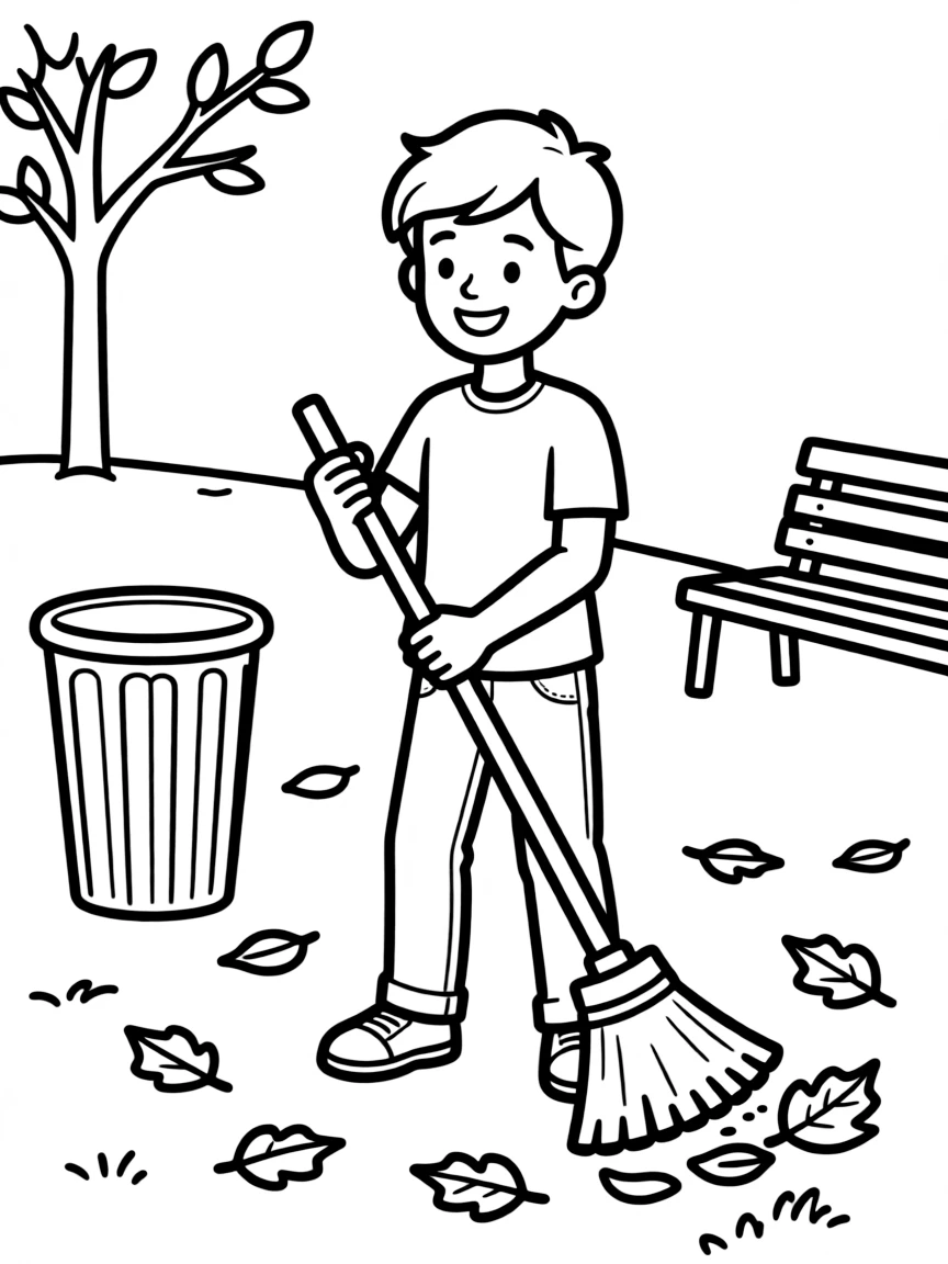 A hero helping with community service out of costume