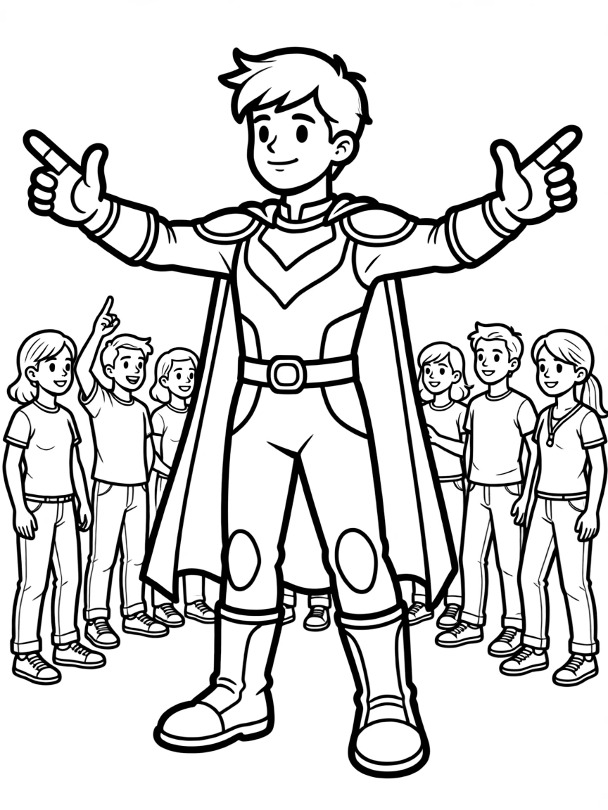 A hero coordinating a team with hand signals