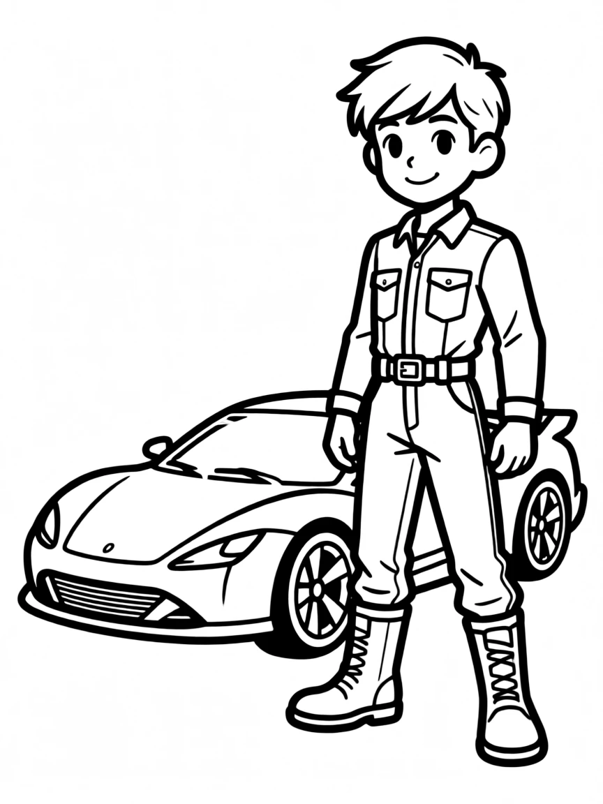 An action figure with its signature vehicle
