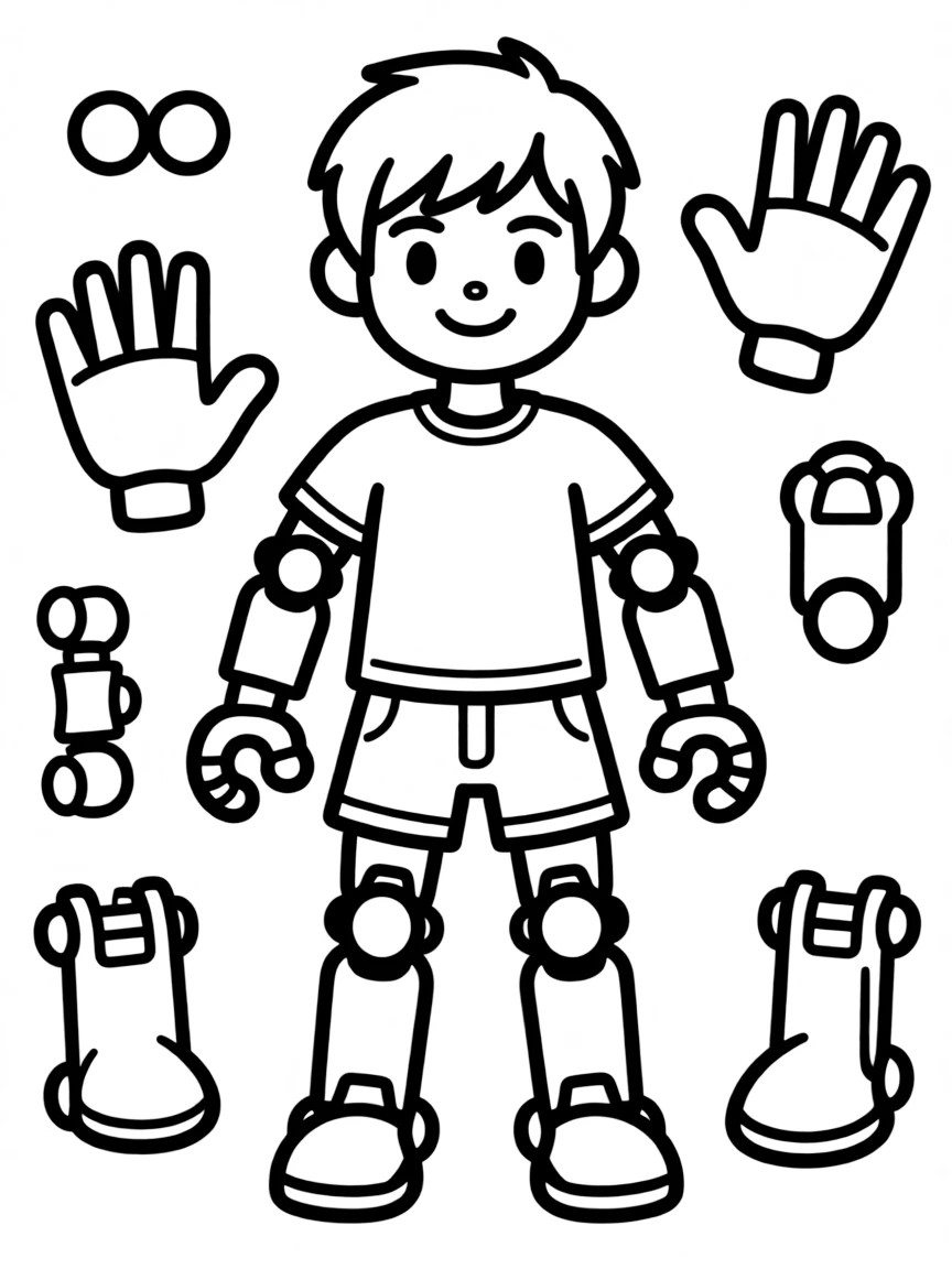 A buildable action figure with connecting pieces