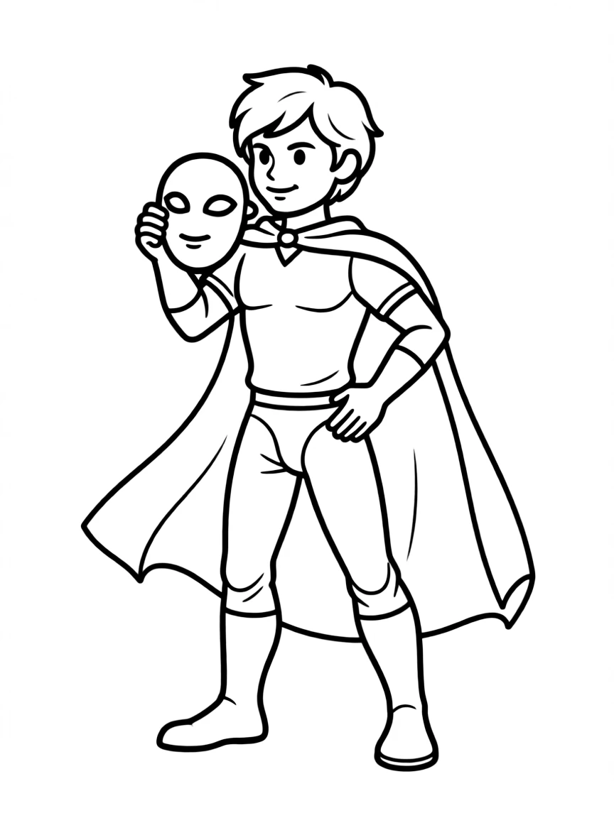 An action figure with cloth cape and removable mask