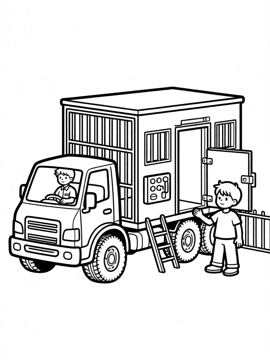 A prison transport playset with breakout features