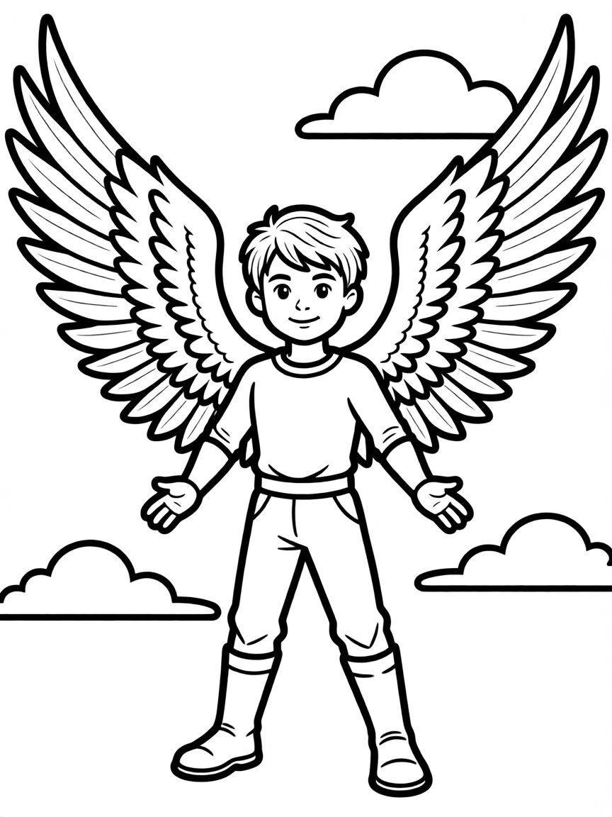 A hero with eagle powers and wings spread wide