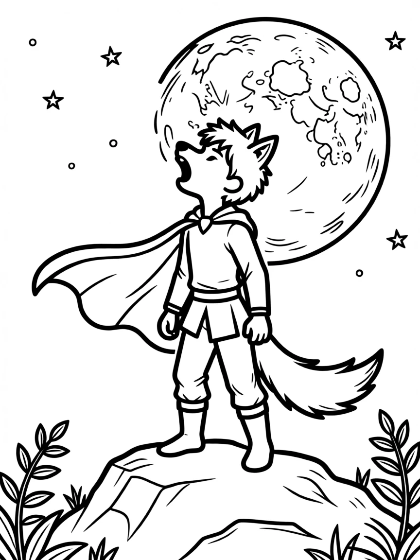 A hero with wolf powers howling at the moon