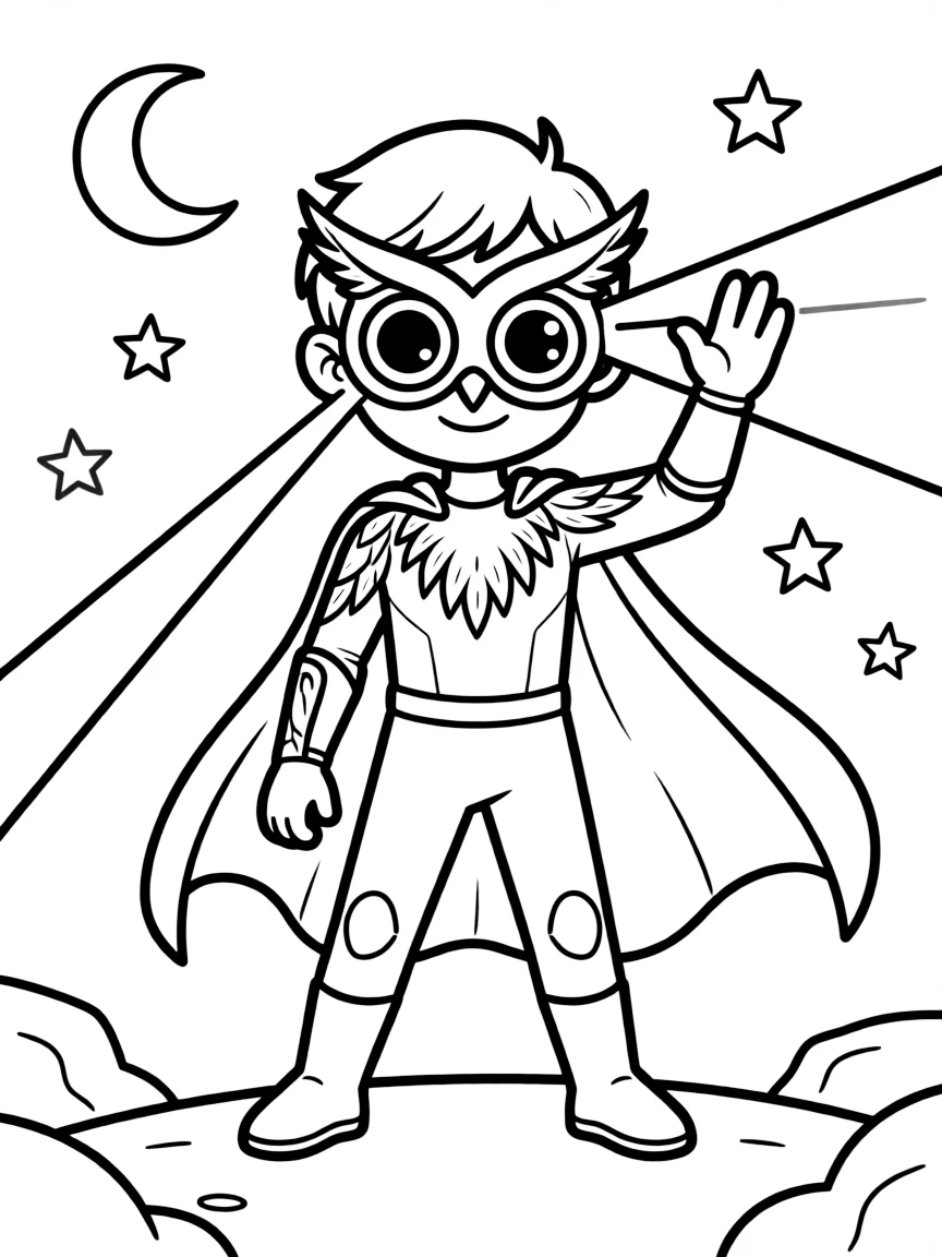 A hero with owl features providing night vision
