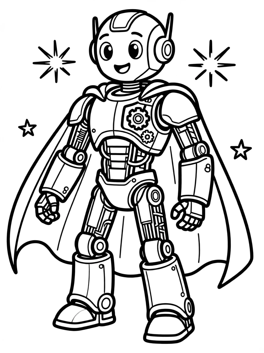 A robot hero with exposed mechanical parts