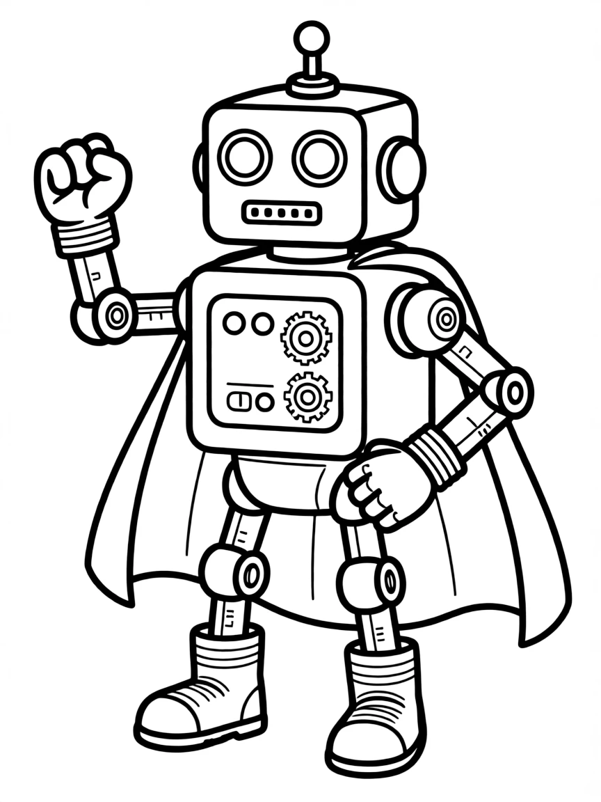 A vintage robot hero with retro design elements