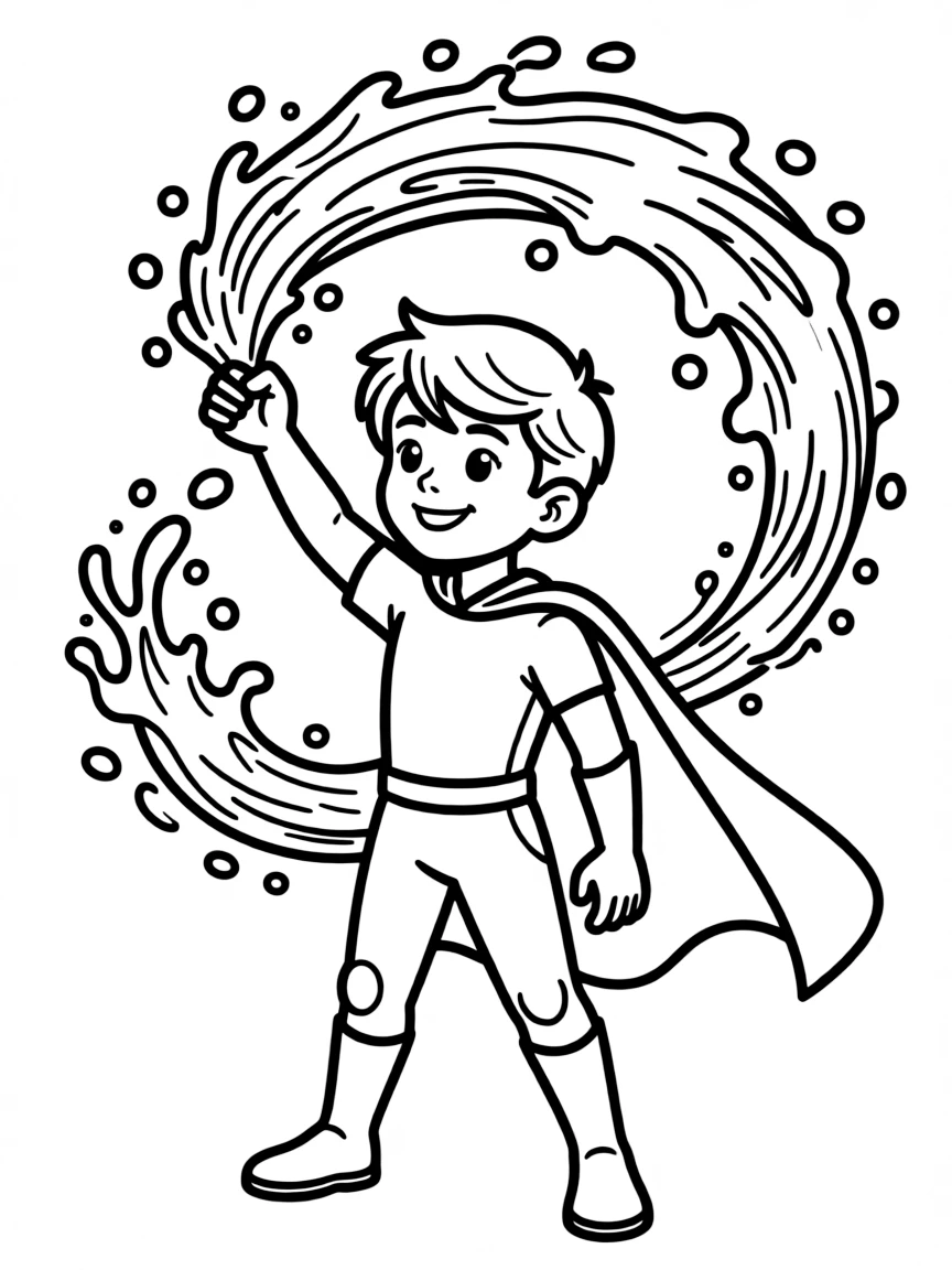 A hero creating water constructs from thin air