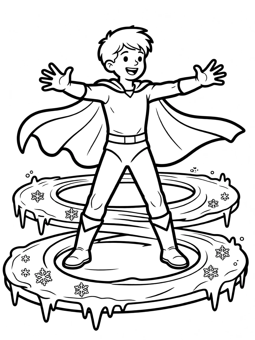 A hero with ice powers creating frozen pathways