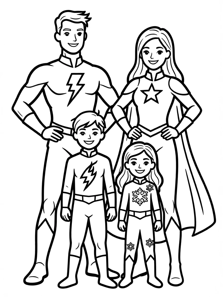 A family of heroes each with complementary powers