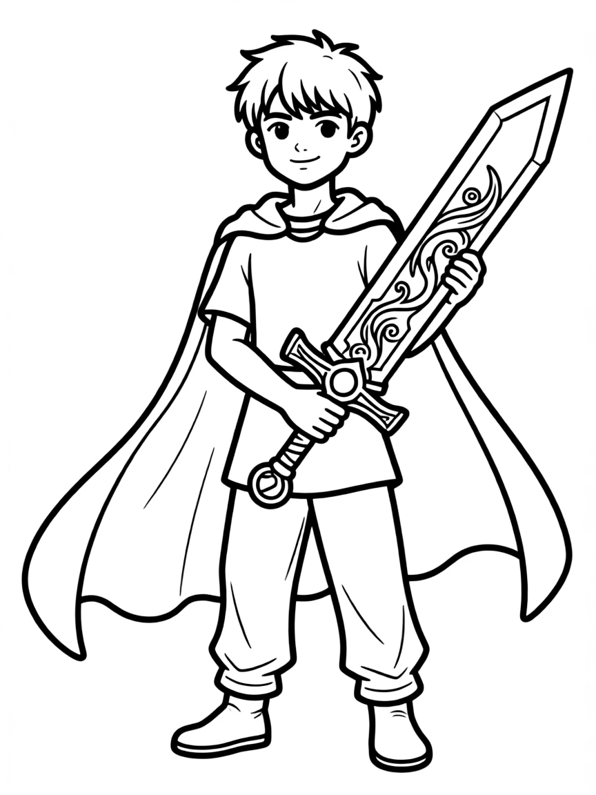 A hero wielding an ancient magical weapon