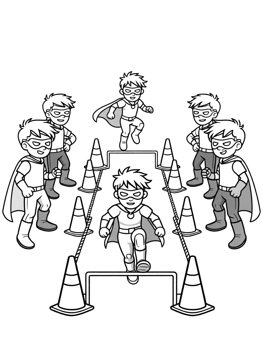 A training competition between rival hero teams