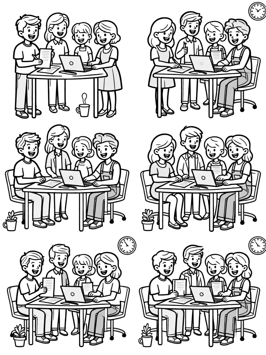 Multiple universe versions of a team working together