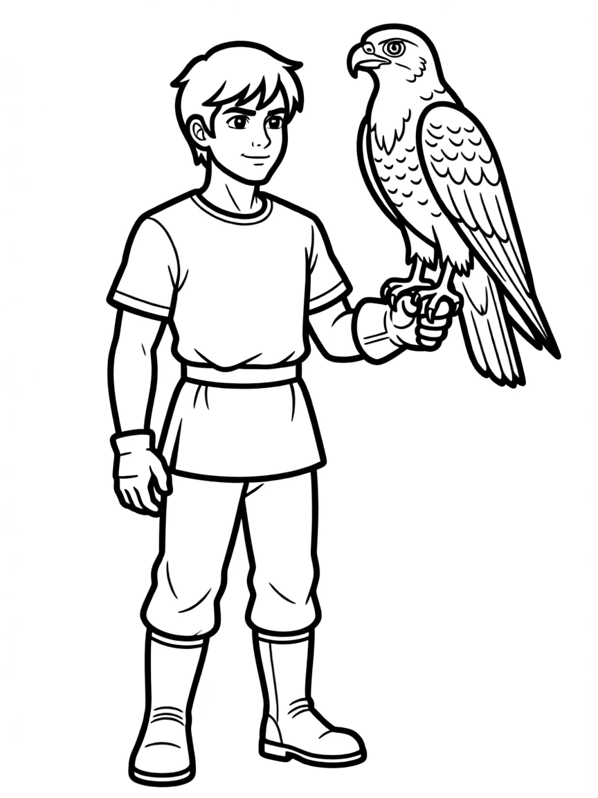 A hero with a trained falcon scout