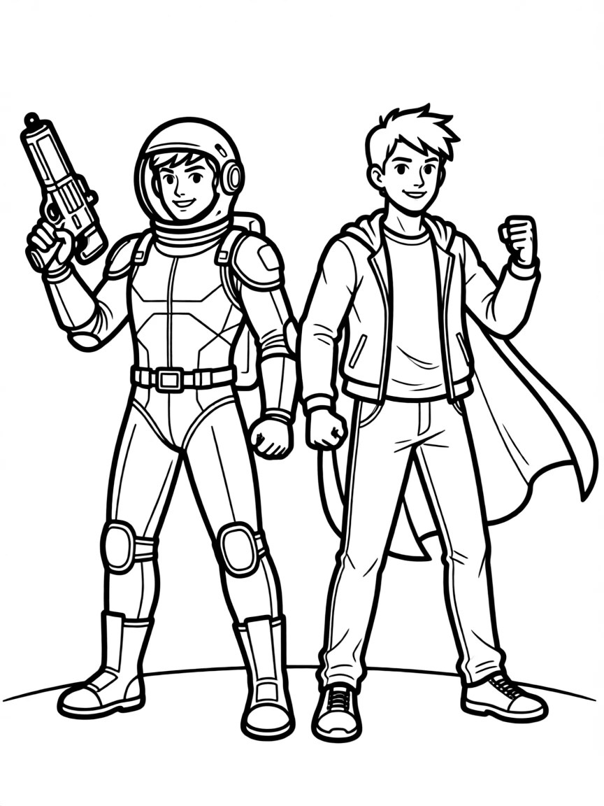 A space hero and earth-based hero joining forces