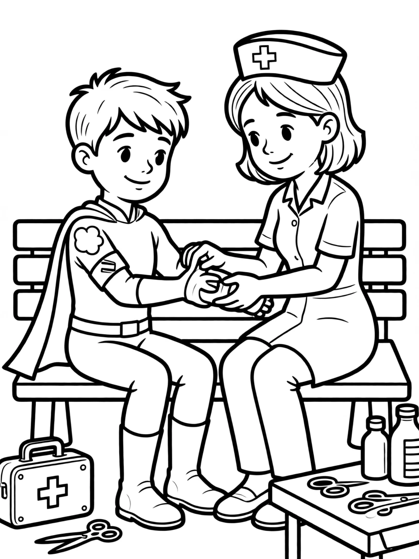 A wounded hero receiving medical attention