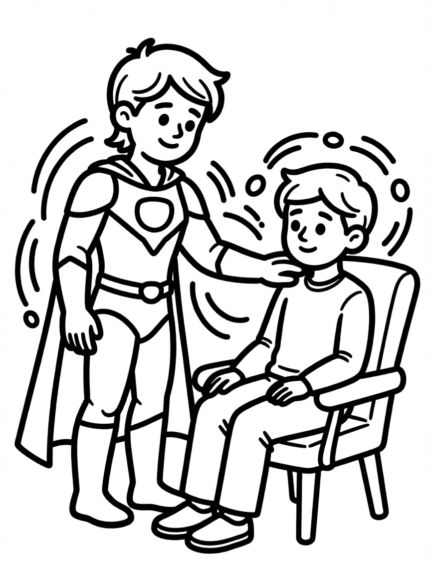 A psychic hero helping another heal from mental trauma