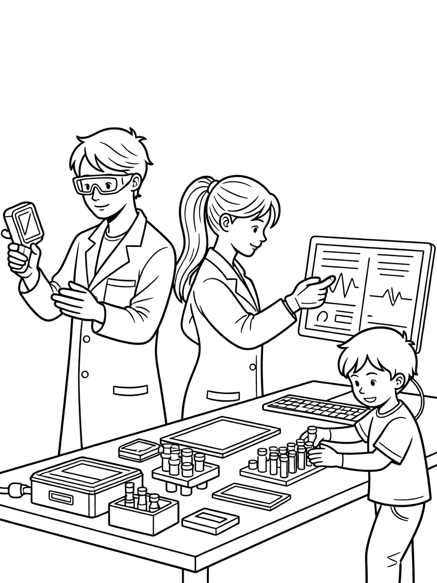 A hero's support team developing new healing technology