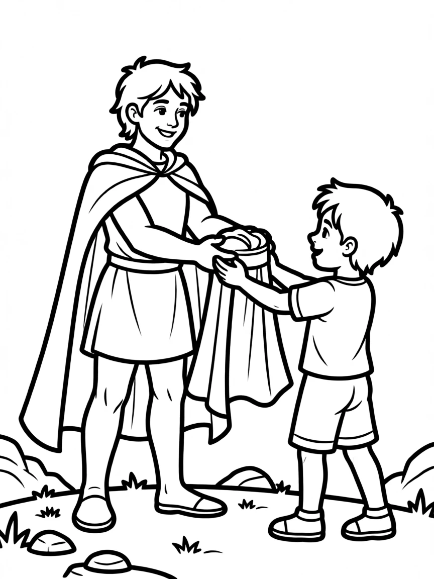 A hero passing their mantle to a chosen successor