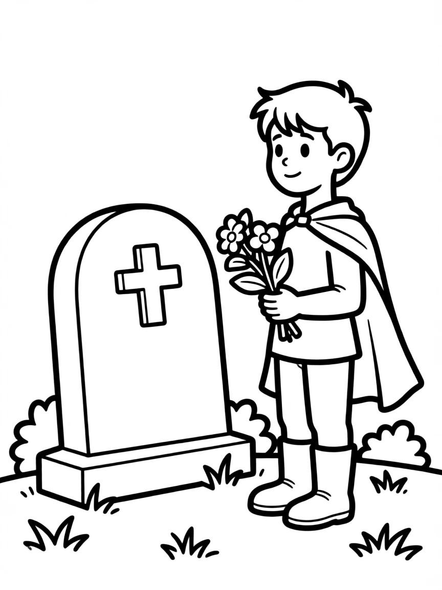 A hero visiting the grave of their predecessor