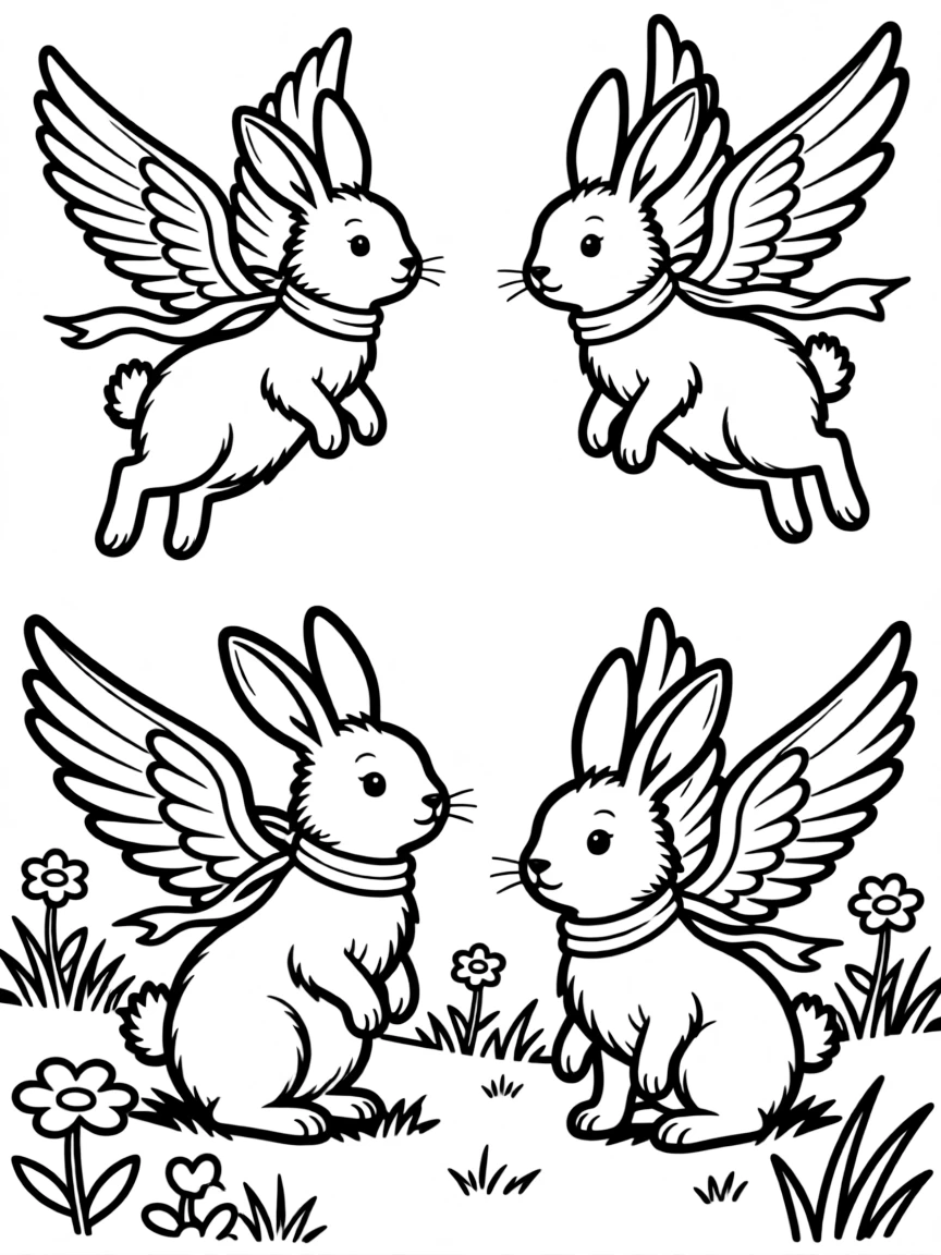 Rabbits with long ears that can turn into wings allowing them to fly short distances