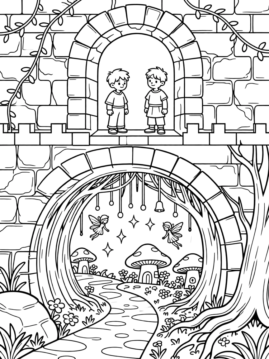 Underground passages linking castle dungeons to fairy grottos beneath the forest floor
