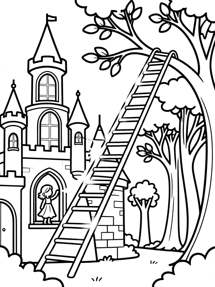 Sunbeams that solidify into golden ladders connecting castle windows to forest branches