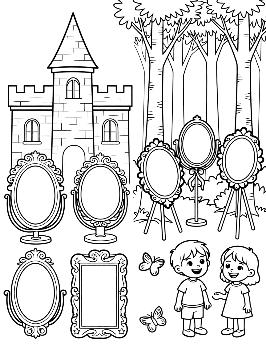 A collection of magic mirrors in both castle and forest that allow communication between them