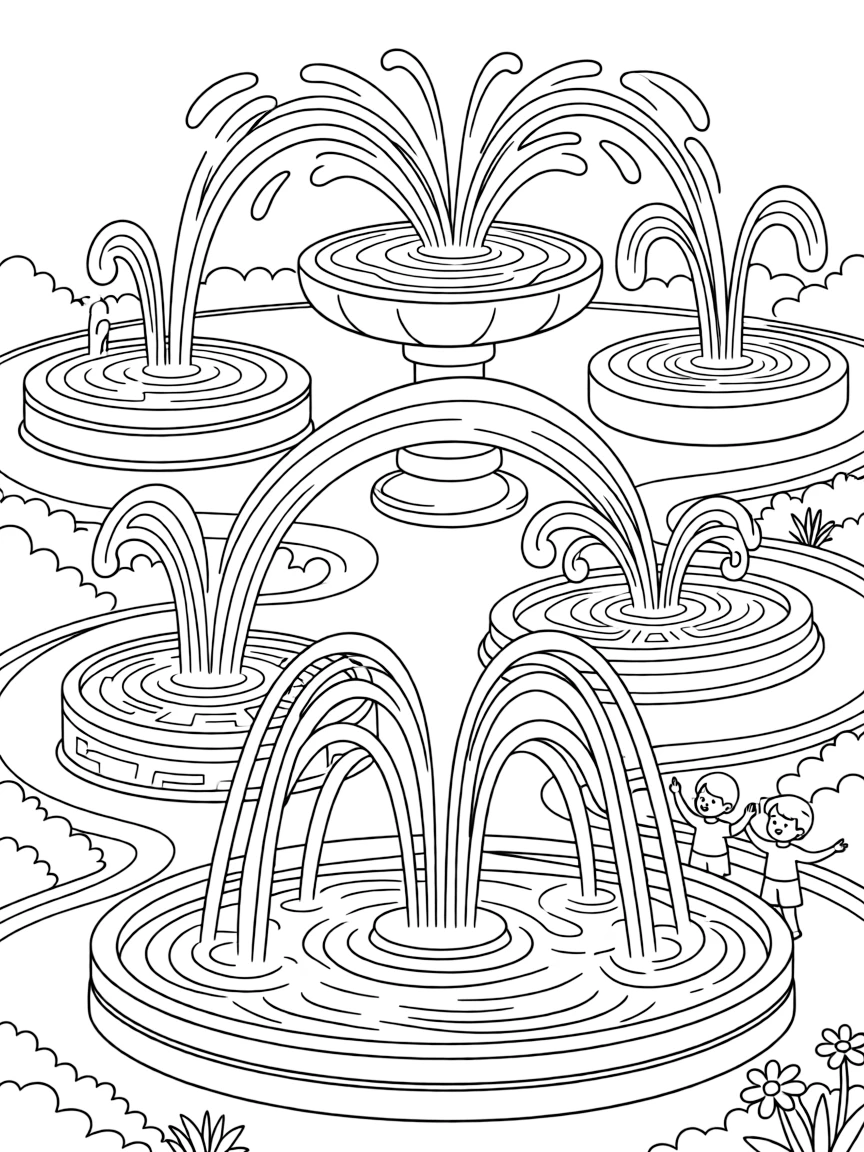 A network of fountains that spray water in choreographed patterns telling ancient stories