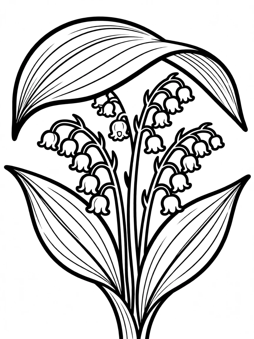 Lily of the valley flowers hiding under their leaves