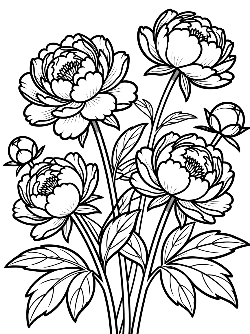 Peonies in various stages of blooming