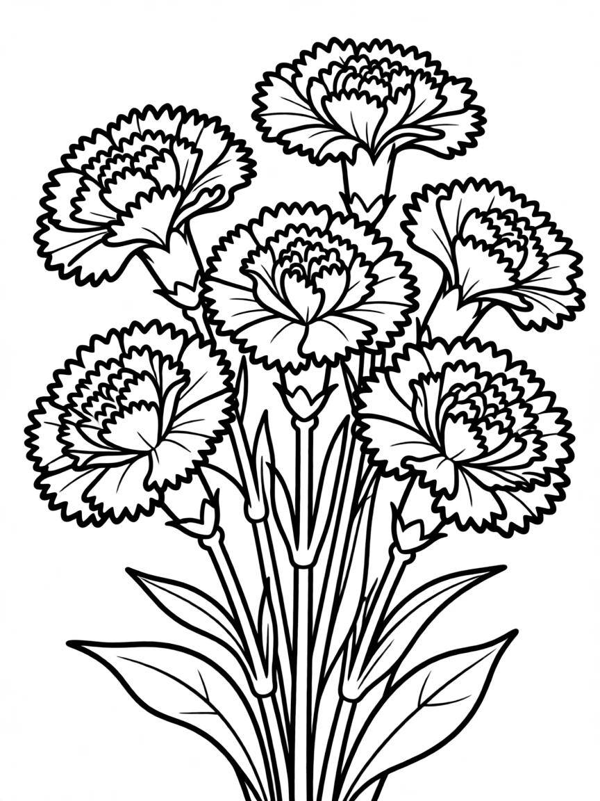 Carnations with detailed ruffled petals