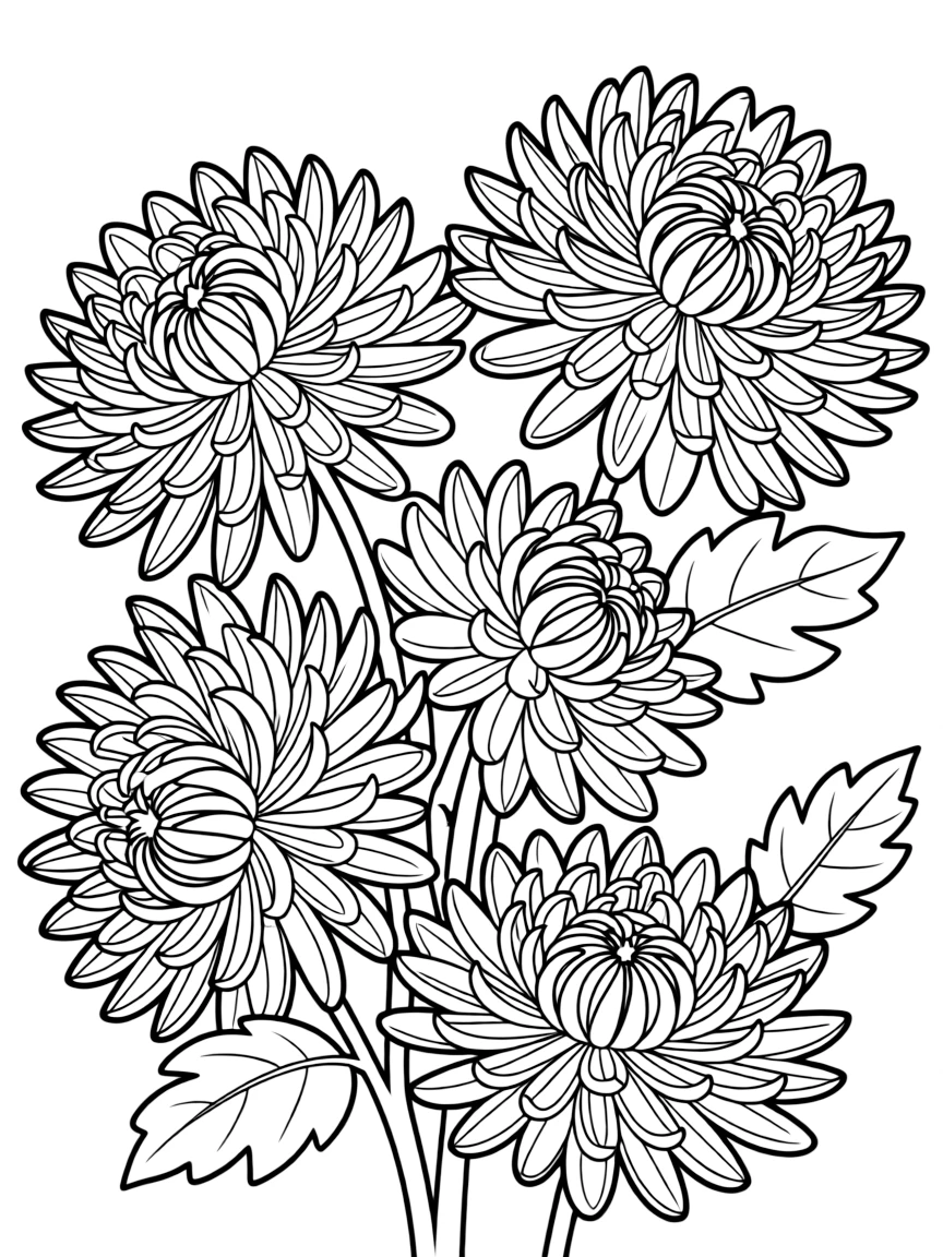 Chrysanthemums with their intricate layered petals