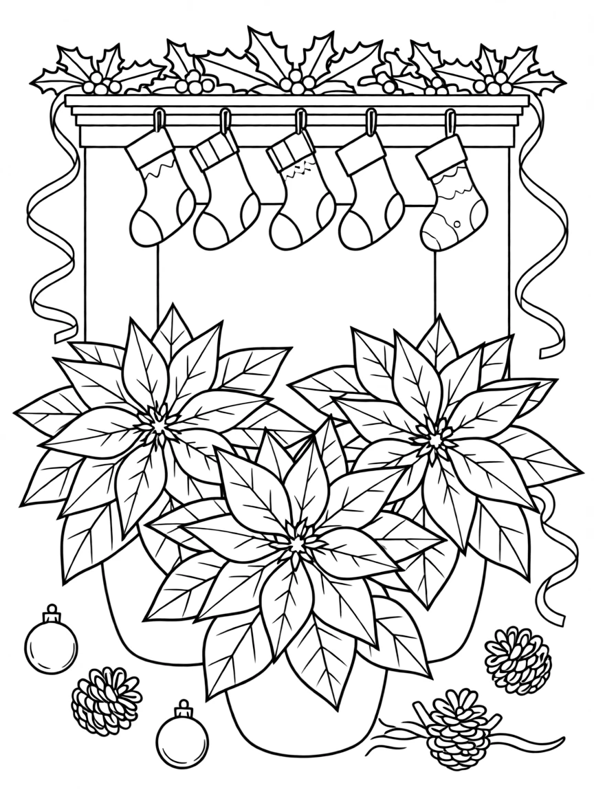 Poinsettias arranged in a holiday setting