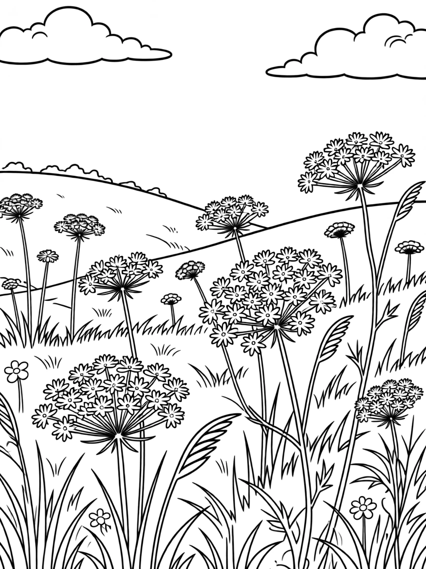 Queen Anne's lace in a meadow scene