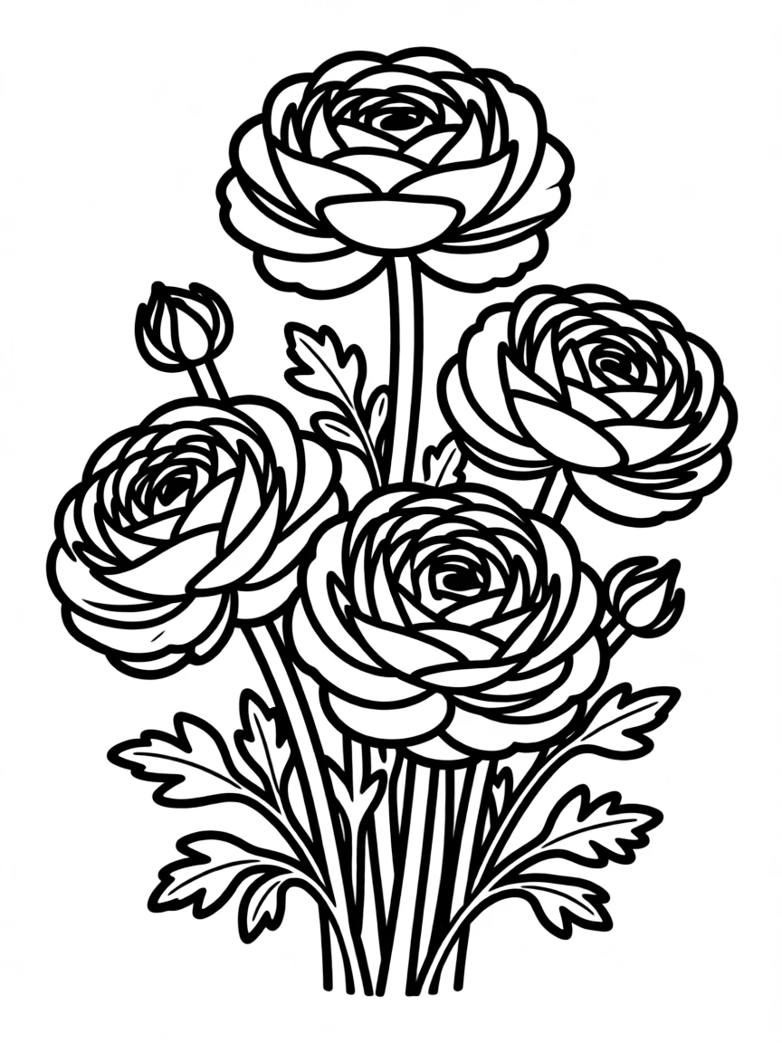 Ranunculus flowers with their layers of petals