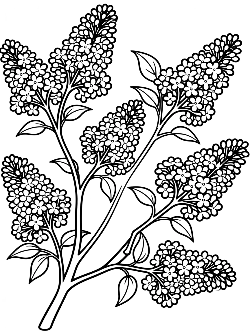 Lilacs clustering on their branches