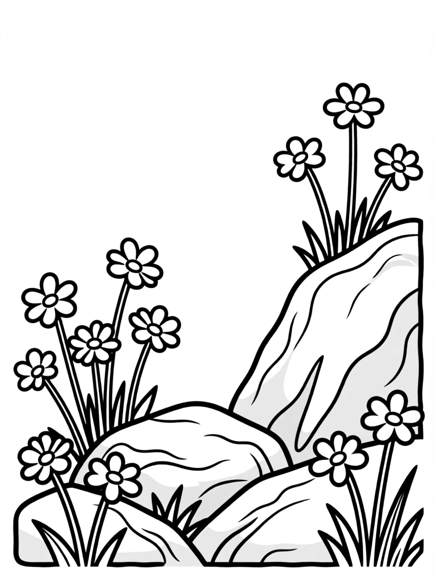 Alpine flowers nestled among mountain rocks