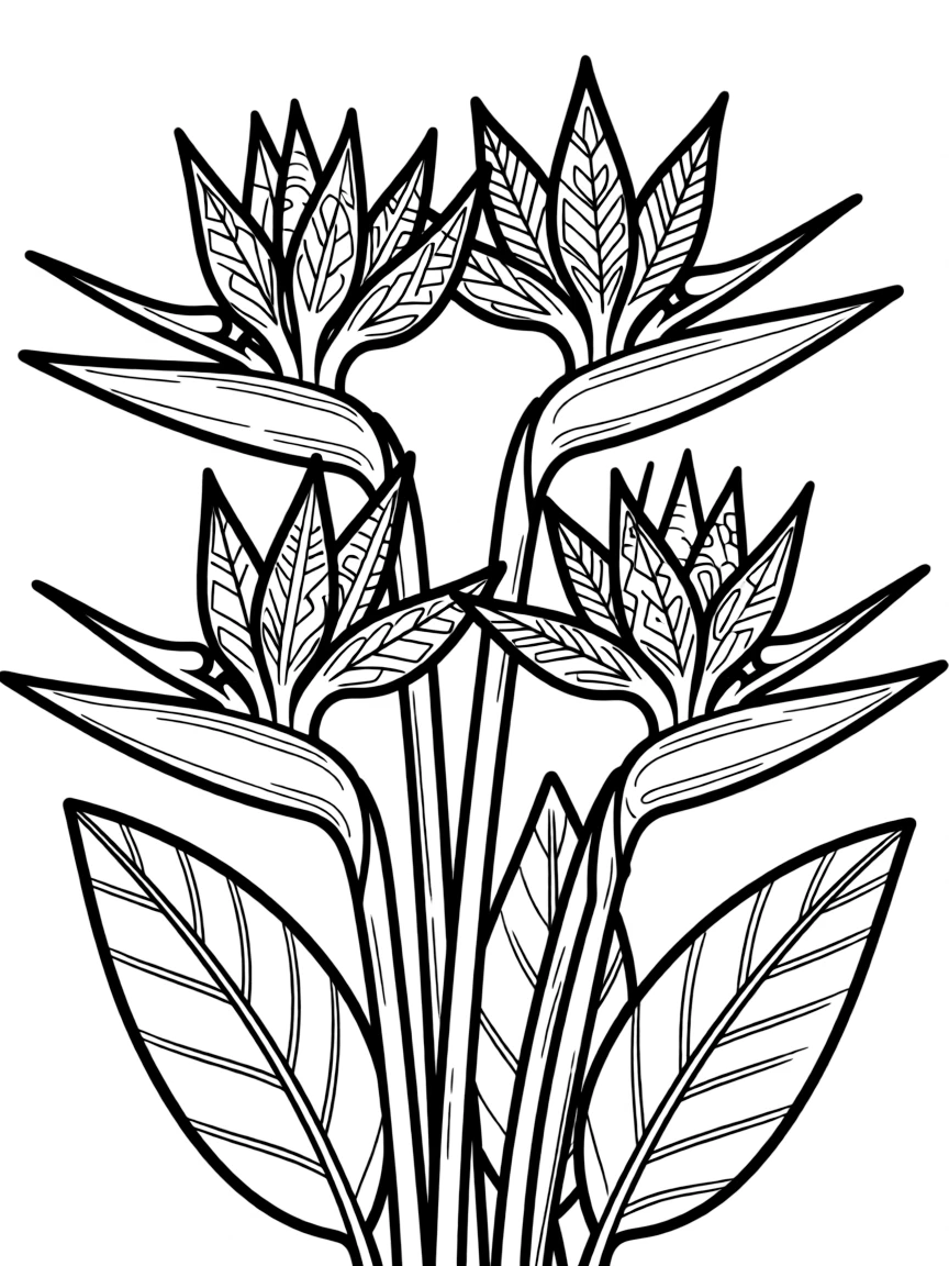 Detailed patterns on bird of paradise flowers